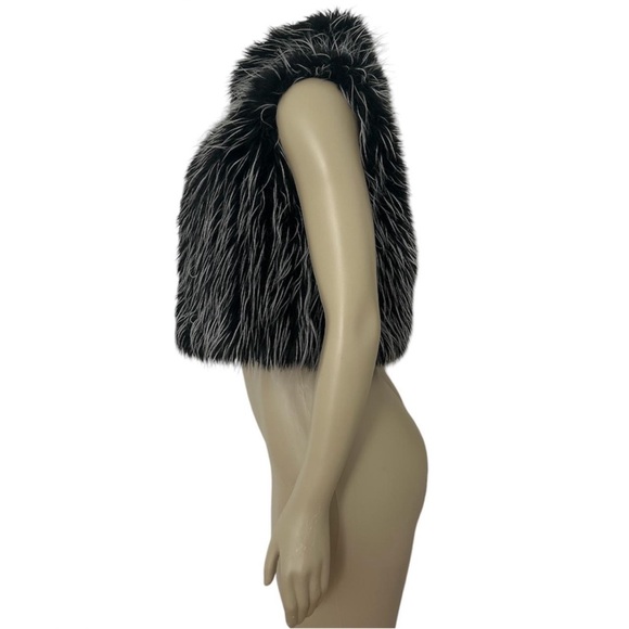 bebe Black and Gray Faux Fur Vest - Picture 2 of 4